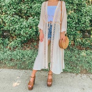 Lace Detail Maxi Kimono